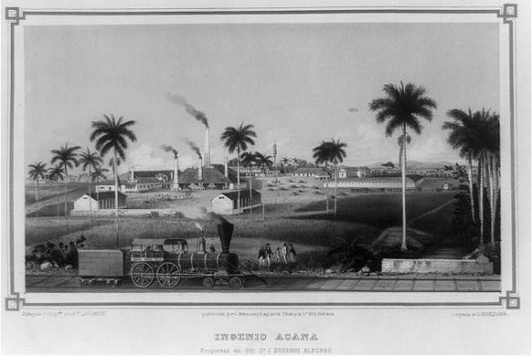 Cuban sugar refinery plant in 1857.