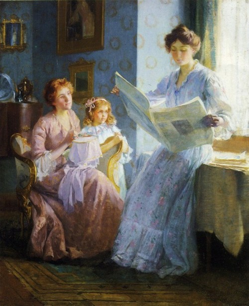 Ladies reading newspaper