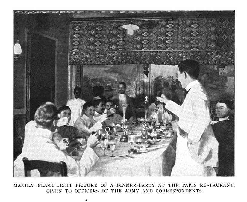 American expatriate navy officers at Paris restaurant in Manila Philippines in Gilded Age colony