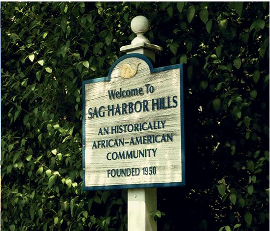 Historic plaque marking entrance into Sag Harbor