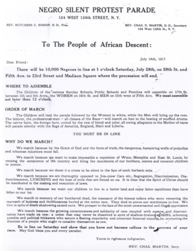 NAACP directives for 1917 Silent March